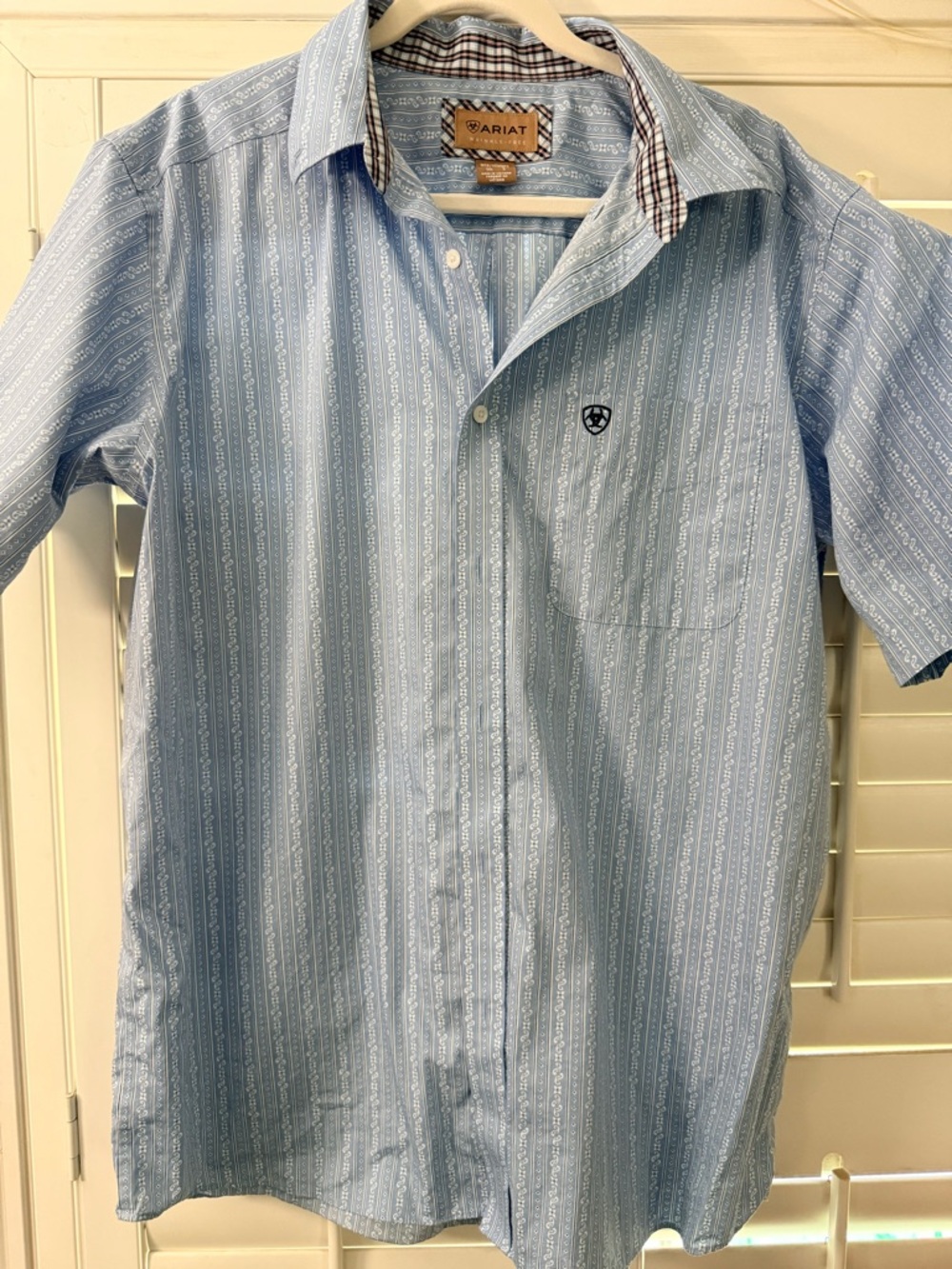 Ariat Light Blue Striped Short-Sleeve Button-Down Shirt